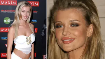 Joanna Krupa w białej kreacji, obok zbliżenie na jej twarz.