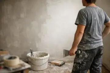 Remont trwa, a ściana czeka na wykończenie. Ciekawi Cię, ile schnie szpachla gipsowa? W wiadrze czeka kolejna porcja.