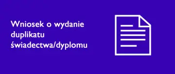 Wniosek o wydanie duplikatu świadectwa/dyplomu. Dowiedz się, jak uzyskać duplikat świadectwa ukończenia szkoły. Ikona dokumentu.