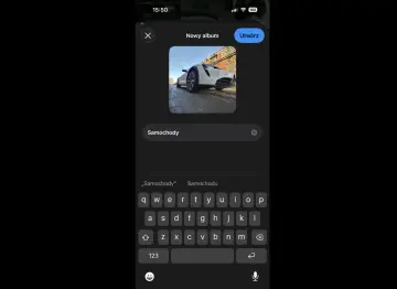 Nowy album na iPhone z białym samochodem. Wyszukiwanie obrazem iPhone ułatwia organizację zdjęć.