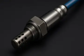 Sensore lambda macchina in metallo con cavo blu, parte essenziale per il controllo delle emissioni.