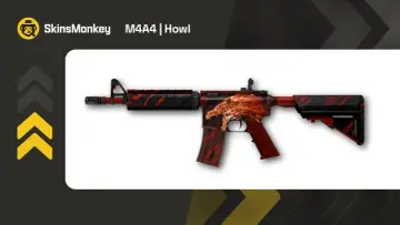M4A4 | Howl, jeden z najdroższych skinów w CS:GO, z motywem ognistego wilka i czerwono-czarnymi wzorami.