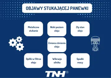 Objawy stukania w silniku: metaliczne stukanie, niski poziom oleju, zły stan oleju, opiłki w filtrze oleju, wibracje silnika, spadki mocy.