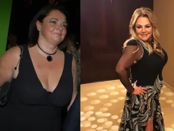 Katarzyna Niezgoda wiek: porównanie zdjęć pokazuje metamorfozę. Po lewej w czarnej sukience, po prawej w ozdobnej kreacji.