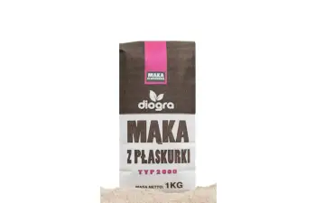 Mąka z płaskurki Diogra typ 2000, 1kg. Idealna do domowego makaronu z płaskurki, zdrowsza alternatywa dla zwykłej mąki.