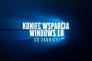 Koniec wsparcia dla systemu Windows 10. Co zrobić? Grafika z tekstem na tle charakterystycznego dla Windowsa gradientu.