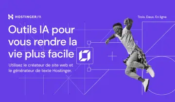 Outils IA Hostinger pour un blog facile. Un homme saute de joie, symbolisant la simplicité de créer un site web et du contenu.