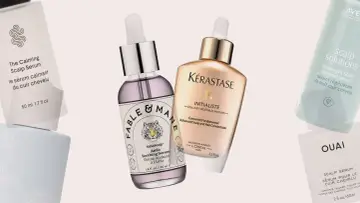 Kolekcja serum do skóry głowy: Fable & Mane, Kérastase, Aveda, Ouai. Każdy **cerkogel** obiecuje odżywienie i regenerację.