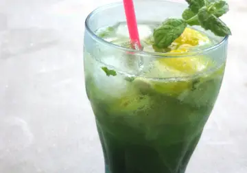 Orzeźwiający drink z Żołądkowej Gorzkiej z miętą i cytryną, podany z różową słomką. Idealny na upalne dni.