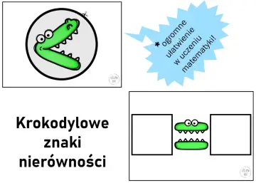 Krokodyle, które jedzą więcej! Użyj tych zabawnych znaków mniejszości i większości, by ułatwić naukę matematyki.