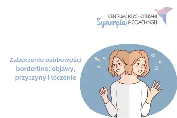 Ilustracja przedstawia osobę z dwoma twarzami, symbolizującą zmienne nastroje i trudności w relacjach, które mogą towarzyszyć borderline. Objawy są tu kluczowe.