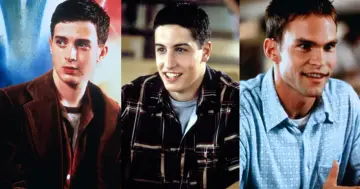 Trzech młodych mężczyzn z obsady "American Pie": Chris Klein, Jason Biggs i Seann William Scott.
