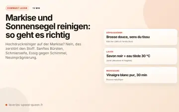 Anleitung: Markise und Sonnensegel reinigen mit sanften Mitteln statt Hochdruckreiniger. Tipps für Stoffpflege und Imprägnierung.