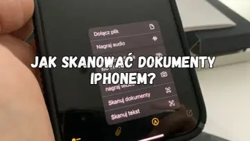 Jak skanować dokumenty iPhone? Menu telefonu pokazuje opcję "Skanuj dokumenty", ułatwiając cyfryzację papierów.