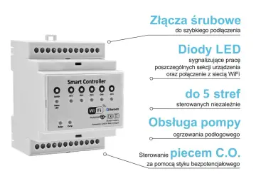 Inteligentne sterowniki do podłogówki z Wi-Fi i Bluetooth, obsługujące do 5 stref, pompę CO i piec.