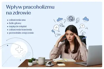 Kobieta z bólem głowy, objaw pracoholizmu. Wskazówki dotyczące leczenia i poprawy zdrowia.