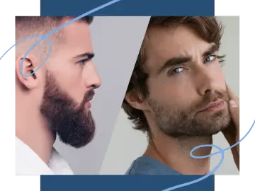Dwóch mężczyzn. Jeden z brodą, drugi z zarostem typu 5 o'clock shadow.