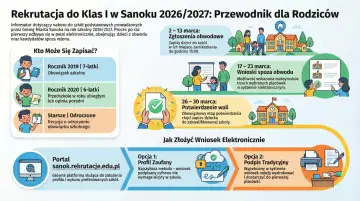 Jak wygląda rekrutacja do szkoły podstawowej w Sanoku 2026/2027: terminy, kto może się zapisać, jak złożyć wniosek elektronicznie.