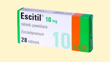 Opakowanie leku Escitil 10 mg, 28 tabletek. Pierwsze dni kuracji mogą być trudne, ale warto być cierpliwym.
