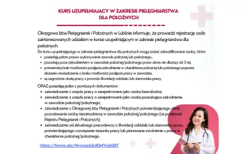 Kurs rko dla pielęgniarek: Izba Pielęgniarek i Położnych w Lublinie zaprasza na kurs uzupełniający. Szczegóły i zapisy online.