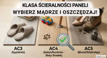 Panele o różnej klasie ścieralności: AC3 (kapcie), AC4 (ślad łapy), AC5 (brudne buty). Wybierz mądrze klasę ścieralności paneli!