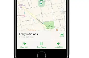 Aplikacja "Znajdź" pokazuje lokalizację zgubionych AirPods na mapie. Dźwięk pomaga je odnaleźć.