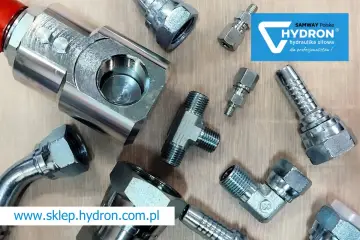 Metalowe akcesoria hydrauliczne, takie jak złączki i adaptery, gotowe do montażu.