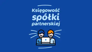 Dwie postacie pracują przy laptopie, symbolizując księgowość spółki partnerskiej.