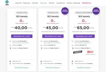 Oferty Play: Telewizja Max z 163 kanałami za 40 zł/mies., Max z dekoderem za 45 zł/mies. i Max Premium za 65 zł/mies. Sprawdź nasze upc pakiety!