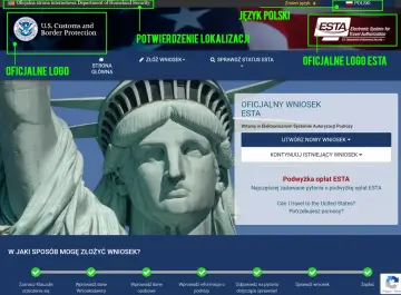 Oficjalna strona ESTA, gdzie można złożyć wniosek o wizę turystyczną USA.