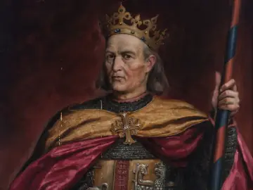 Portret króla w koronie i z berłem, symbolizujący unię w Horodle.