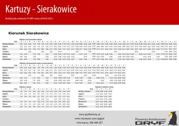 Rozkład jazdy Gryf Sierakowice Kartuzy. Autobusy kursują w dni powszednie, wolne od nauki, soboty, niedziele i święta.