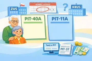Emeryci zastanawiają się, czy trzeba rozliczać PIT-40A. Obok ZUS, KRUS i kalendarz z końcem lutego.