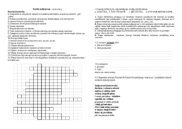 Karta pracy dla klasy 8: środki stylistyczne. Krzyżówka i zadania z definicjami, porównaniami, metaforami i epitetami.