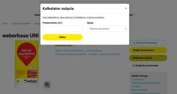 Kalkulator zużycia kleju do siatki na m2. Wpisz powierzchnię i wybierz opcję "klejenie styropianu", aby obliczyć potrzebną ilość.