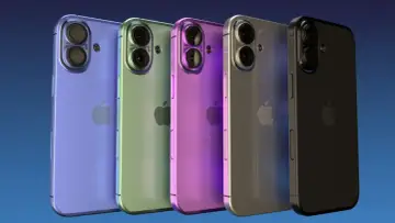 Pięć iPhone'ów w różnych kolorach: fioletowym, zielonym, różowym, srebrnym i czarnym. Czy to iPhone 15 czy 16?