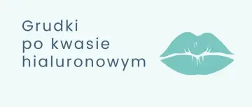 Jak masować grudki po kwasie hialuronowym? Grafika przedstawia usta i tekst.
