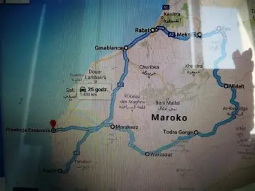 Trasa po Maroko: od wybrzeża przez Marrakesz, Warzazat, Todra Gorge, Midelt, Fez, Meknes, Rabat, Casablankę, aż do Safi.