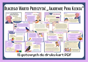 Grafika przedstawia mapę myśli z kluczowymi informacjami o "Akademii Pana Kleksa", idealną jako inspiracja do **tematy wypracowań akademia pana kleksa**.