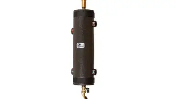 Cylindryczny separator powietrza z logo Elterm. Może być stosowany w systemach, gdzie występują sprzęgło hydrauliczne wady.