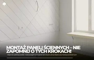Białe panele ścienne z czarnymi liniami tworzą ciekawy wzór. Montaż paneli ściennych wymaga uwagi na detale.
