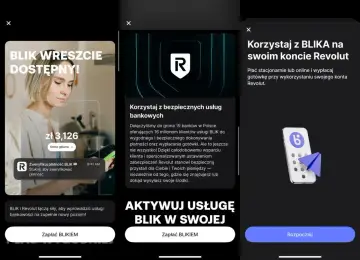 Revolut przelew na telefon z BLIKIEM. Aplikacja pokazuje możliwości płatności i wypłat gotówki.