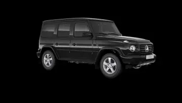 Czarny g wagon, ikona stylu i terenowej mocy, prezentuje się na czarnym tle.