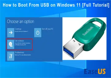 Ekran wyboru opcji Windows 11, pokazujący jak uruchomić pendrive. Obok zielony pendrive SanDisk.