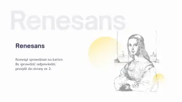 Renesans w Polsce – portret kobiety w stylu renesansowym, obok tekst zachęcający do rozwiązania sprawdzianu.