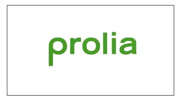 Zielone litery "prolia" na białym tle. Czy prolia jest bezpieczna?