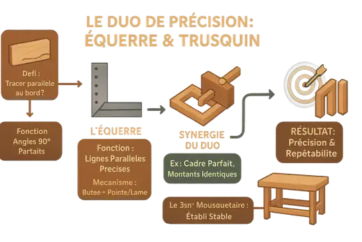 Équerre d'ébéniste - Choisir, utiliser, vérifier pour un tracé parfait