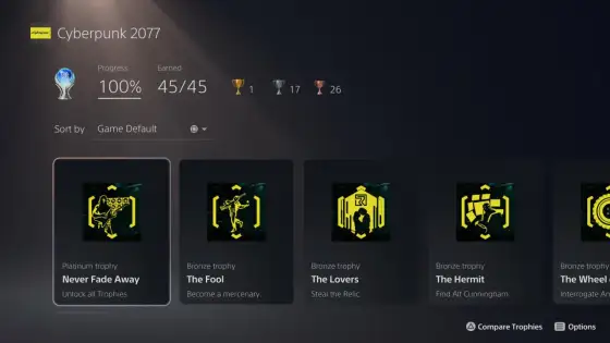 Cyberpunk 2077 - Platyna i trofea. Jak zdobyć 100%?