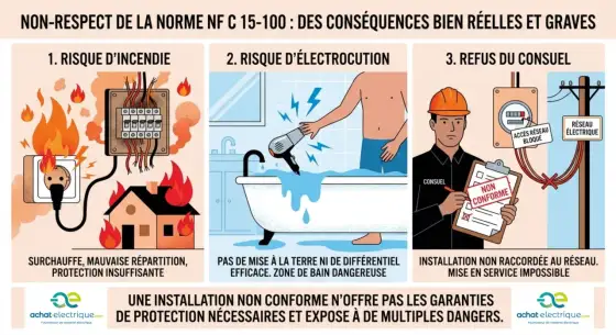 Câblage lampes en série - Risques et normes NF C 15-100