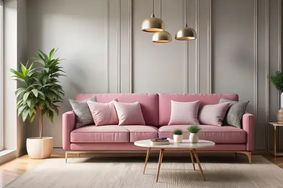 Salon pudrowy róż i szary: 15+ inspiracji i porad aranżacyjnych